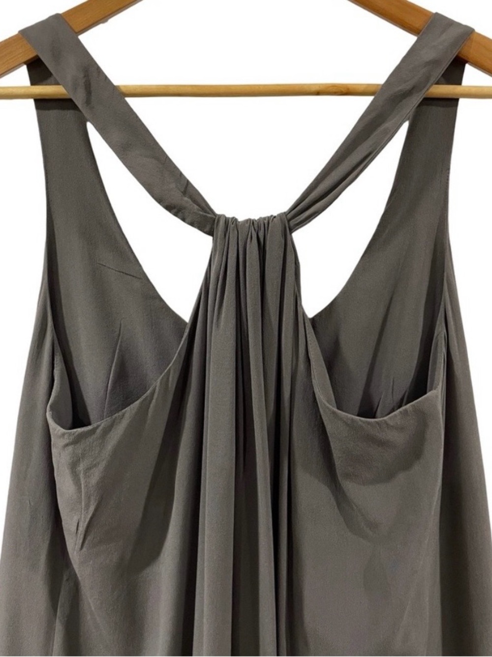 Eileen Fisher 100% Silk Charcoal Grey Draped Midi Dress M Bemberg Lined - Picture 4 of 6
